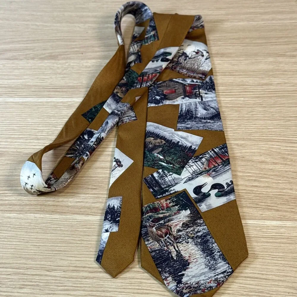 Vtg 80s Colori by Gulins Silk Necktie Mallard Duck Wildlife Hunting Sportman Lot